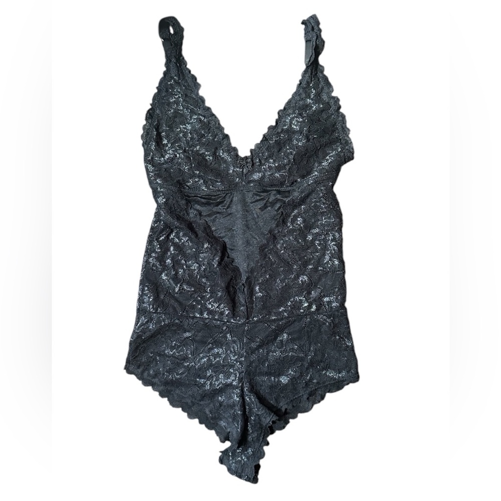 Fashion Nova Black Lace Chemise with Scalloped Trim
